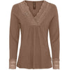 Bluse mit Spitze – Brown