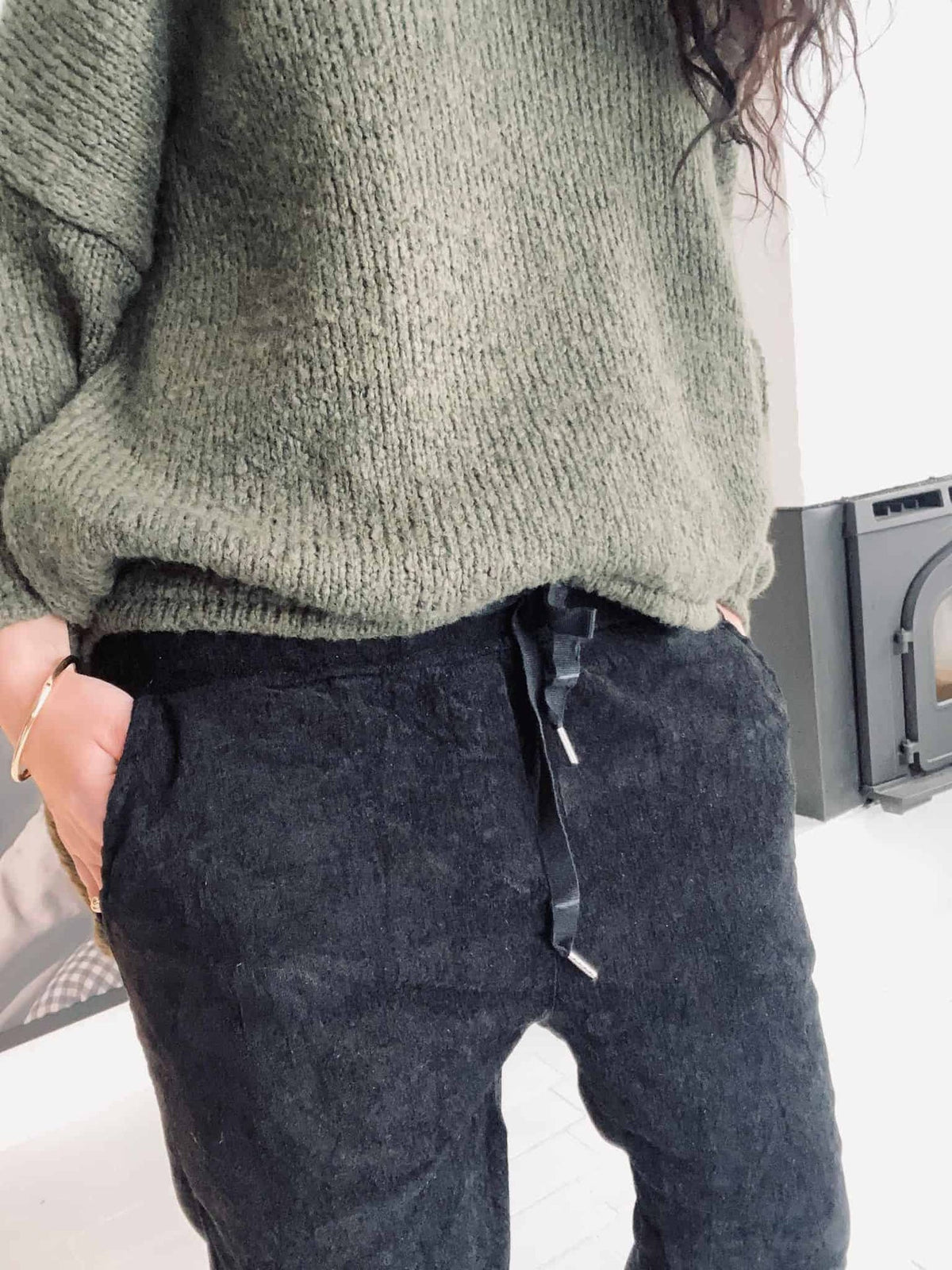 Bukser COMFY - Sort fløjl - One Size - VIAMAJA.DK