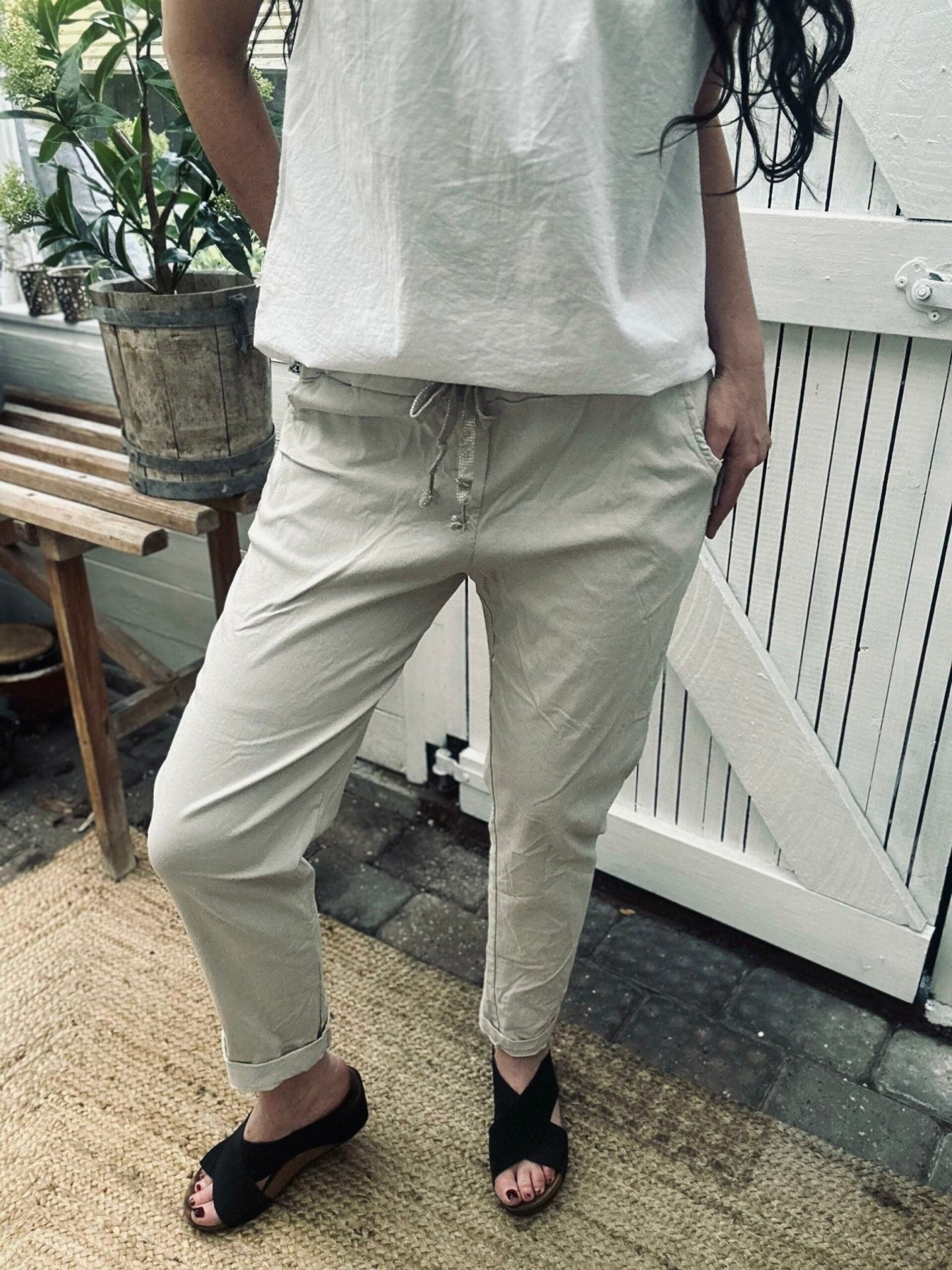 Bukser m. stretch - Beige plus onesize 40 - 48 - VIAMAJA.DK