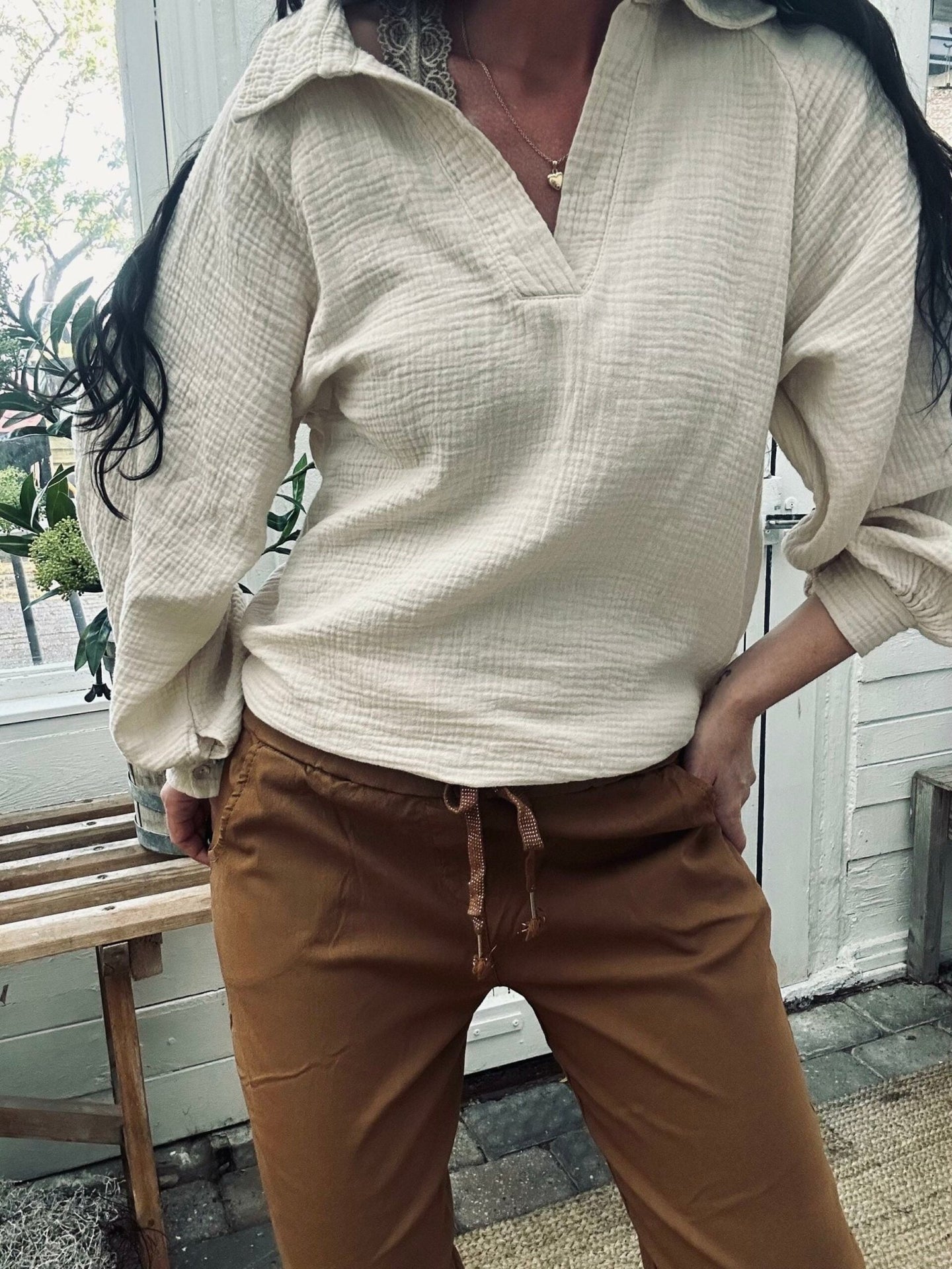 Bukser m. stretch - Camel plus onesize 40 - 48 - VIAMAJA.DK