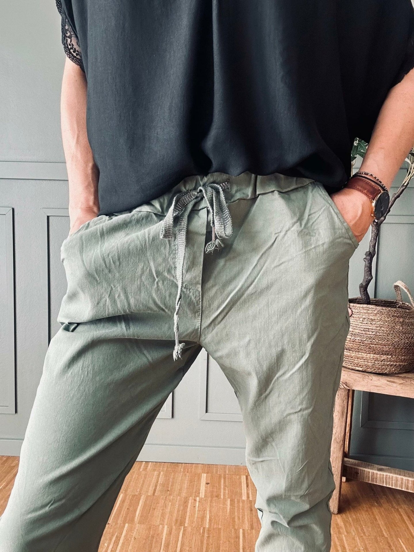 Bukser m. stretch – Kaki plus onesize 40 - 48 - VIAMAJA.DK