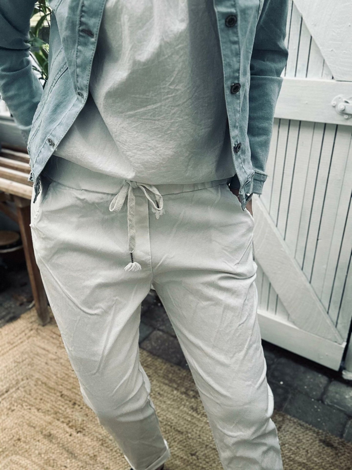 Bukser m. stretch - White plus onesize 40 - 48 - VIAMAJA.DK