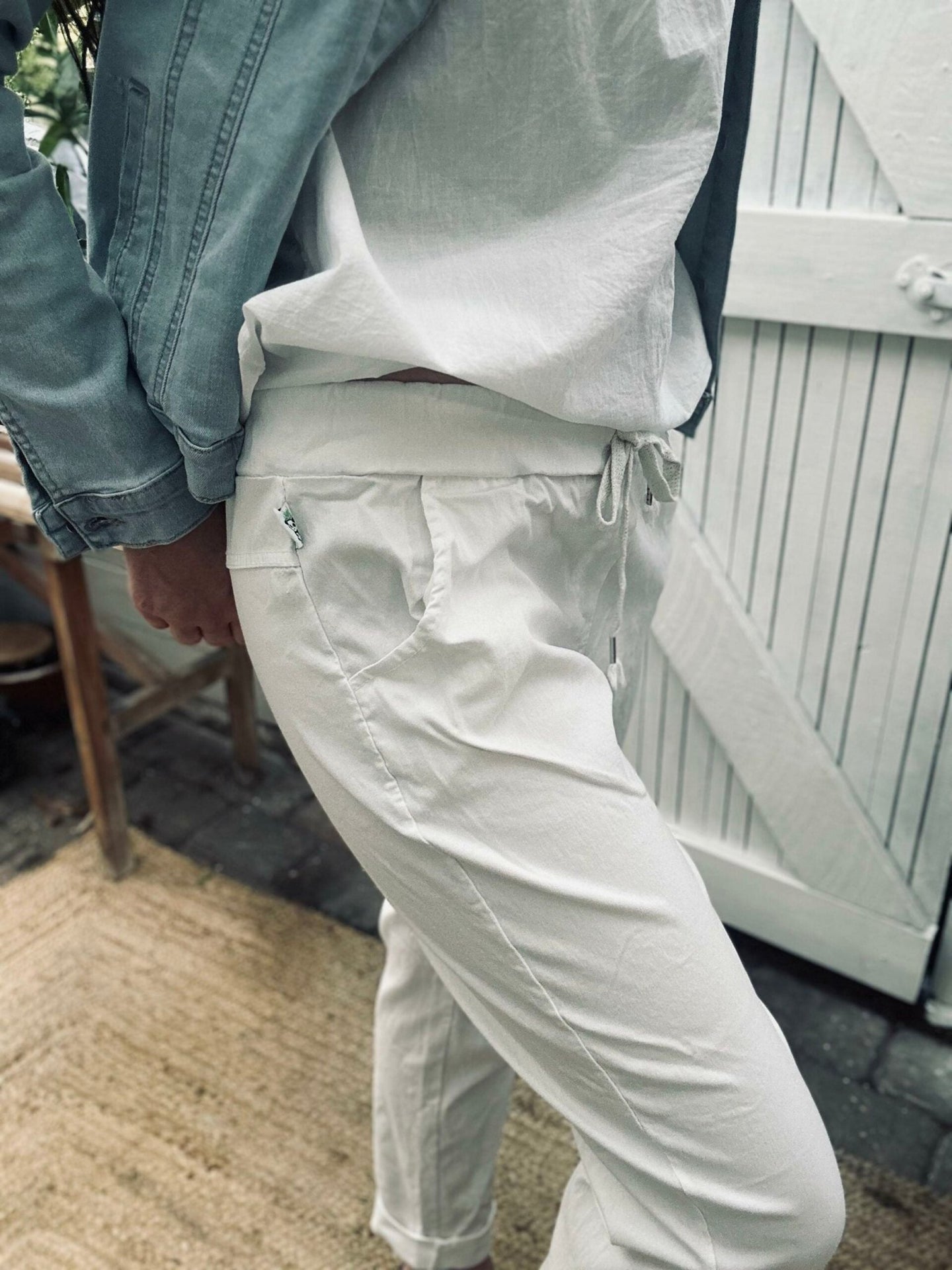 Bukser m. stretch - White plus onesize 40 - 48 - VIAMAJA.DK