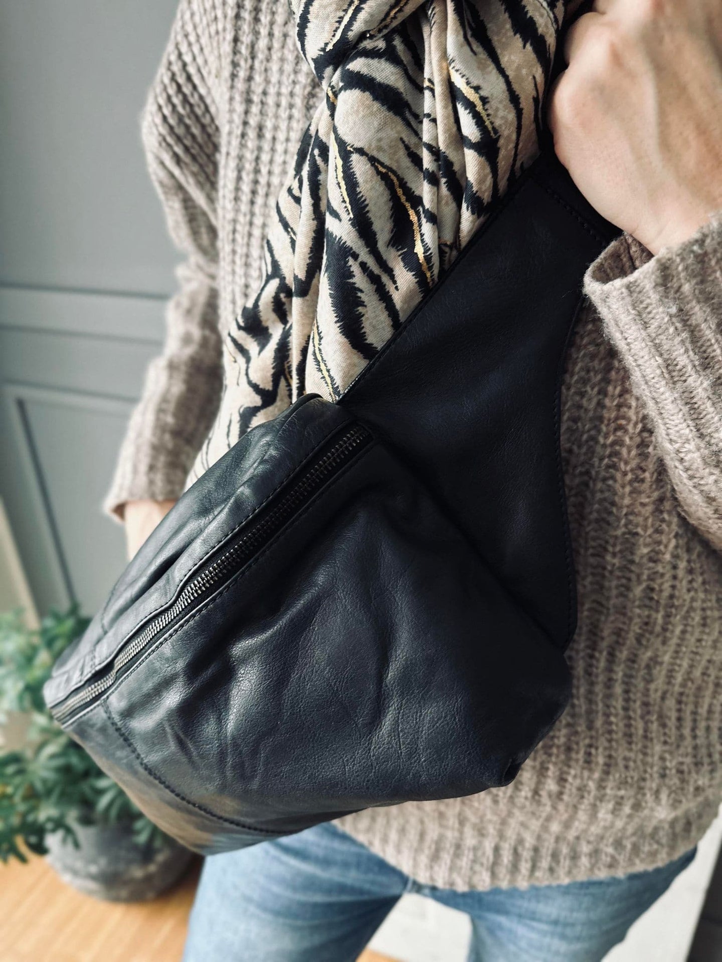Bumbag Big Leather - Black - VIAMAJA.DK