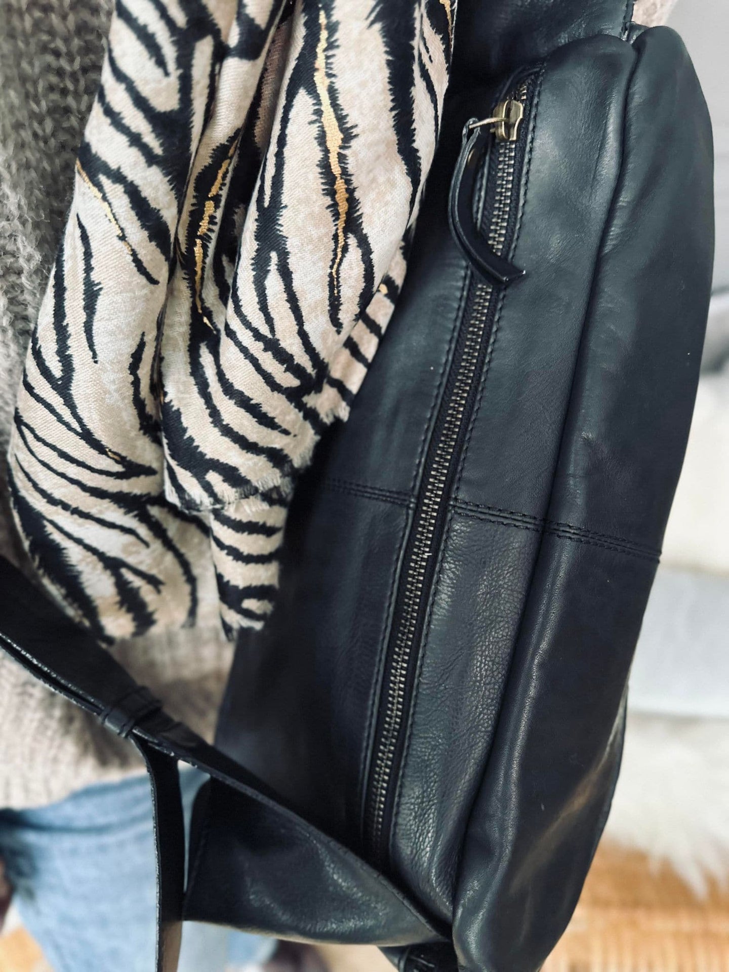 Bumbag Big Leather - Black - VIAMAJA.DK