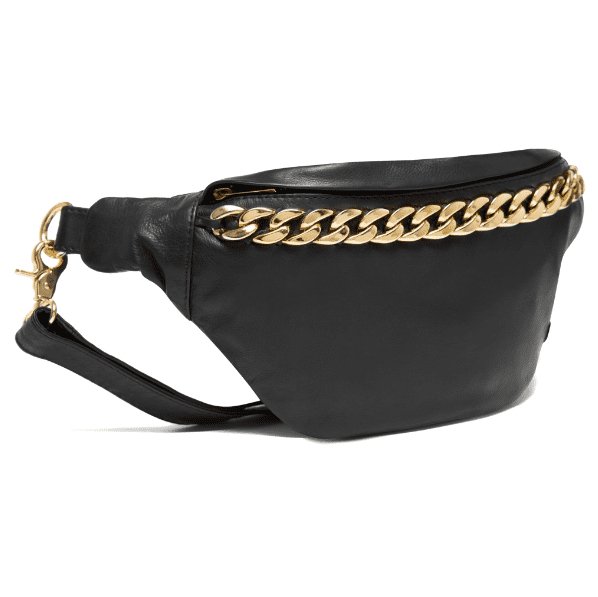 Bumbag - BLACK / GOLD i blød skind kvalitet - VIAMAJA.DK