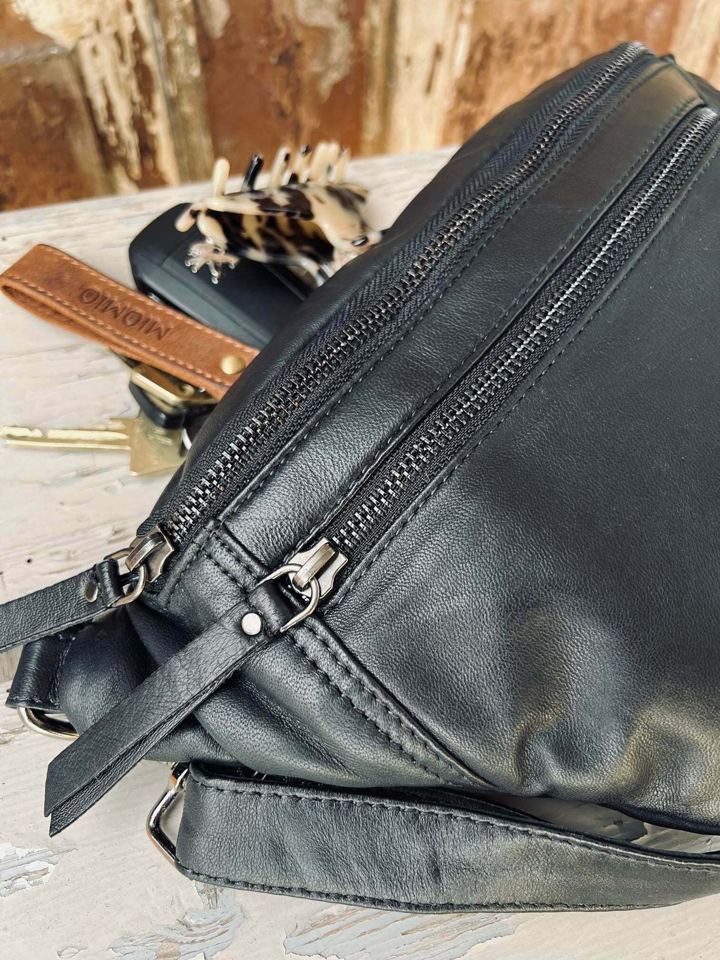 Bumbag Faustine black - blød lammeskind - VIAMAJA.DK