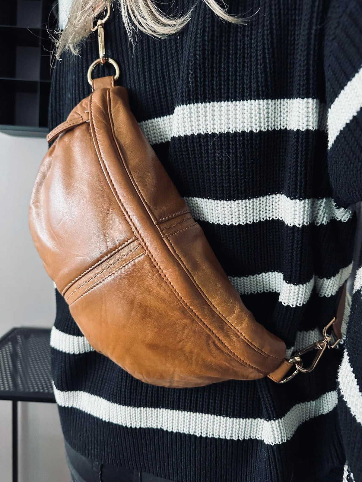 Bumbag m. kontrast - Cognac - VIAMAJA.DK