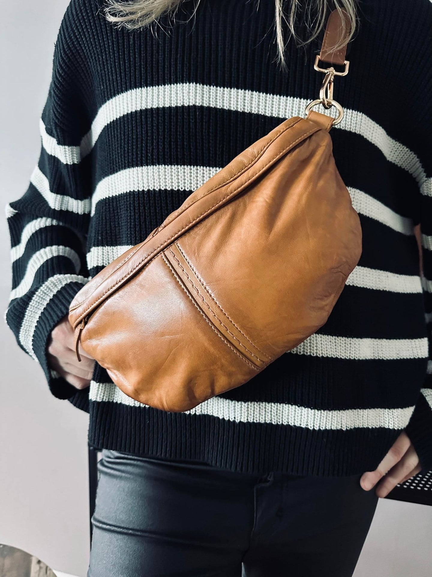 Bumbag m. kontrast - Cognac - VIAMAJA.DK