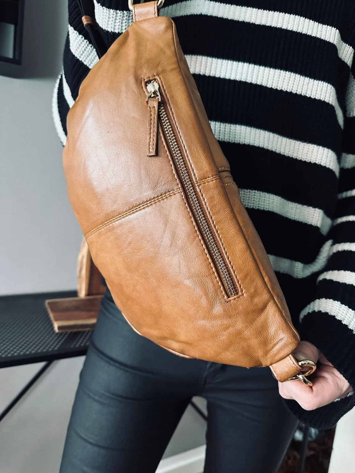 Bumbag m. kontrast - Cognac - VIAMAJA.DK