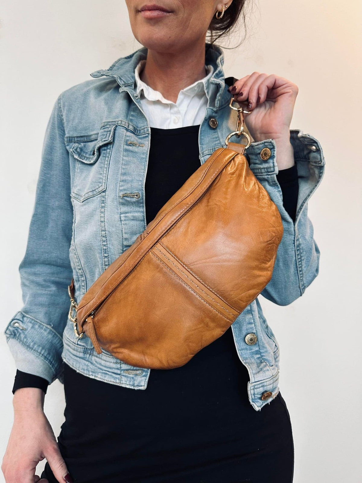 Bumbag m. kontrast - Cognac - VIAMAJA.DK