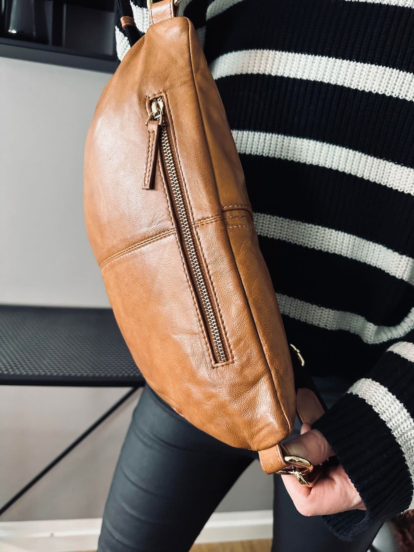 Bumbag m. kontrast - Cognac - VIAMAJA.DK