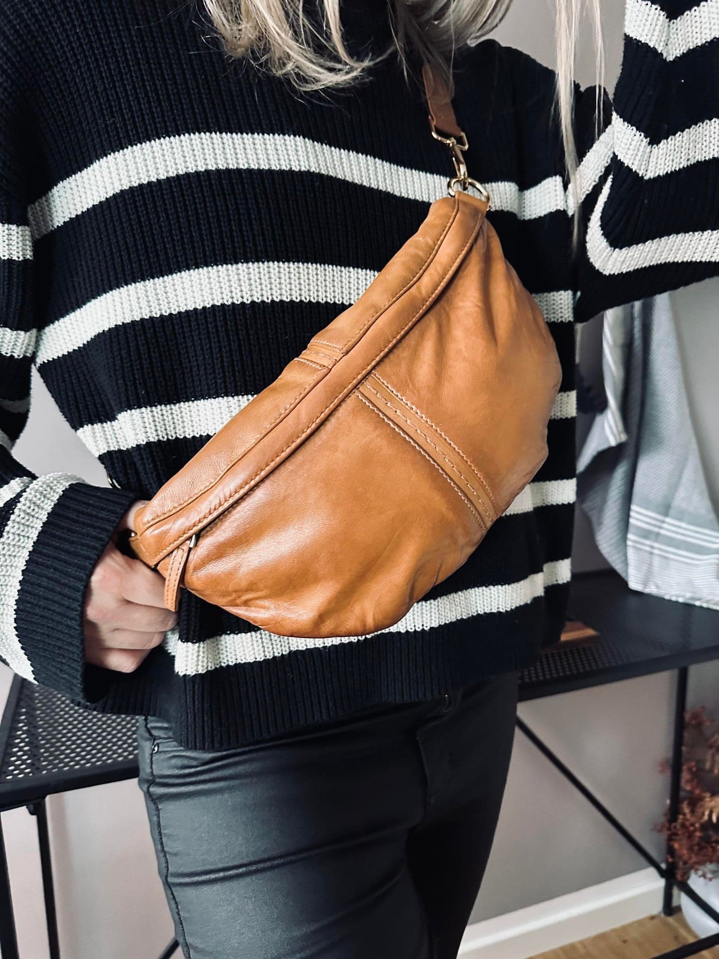 Bumbag m. kontrast - Cognac - VIAMAJA.DK