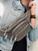 Bumbag MAY mit silbernem Reißverschluss - Taupe Leder