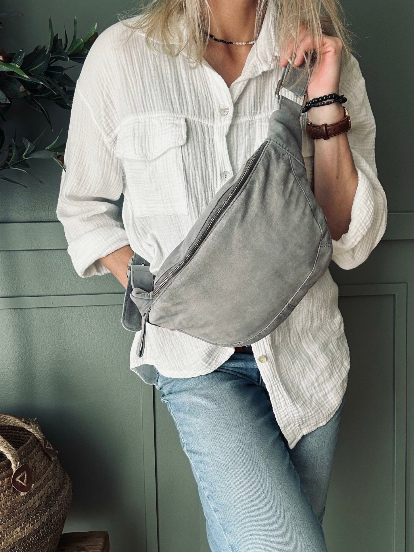 Bumbag silver grey leather - VIAMAJA.DK