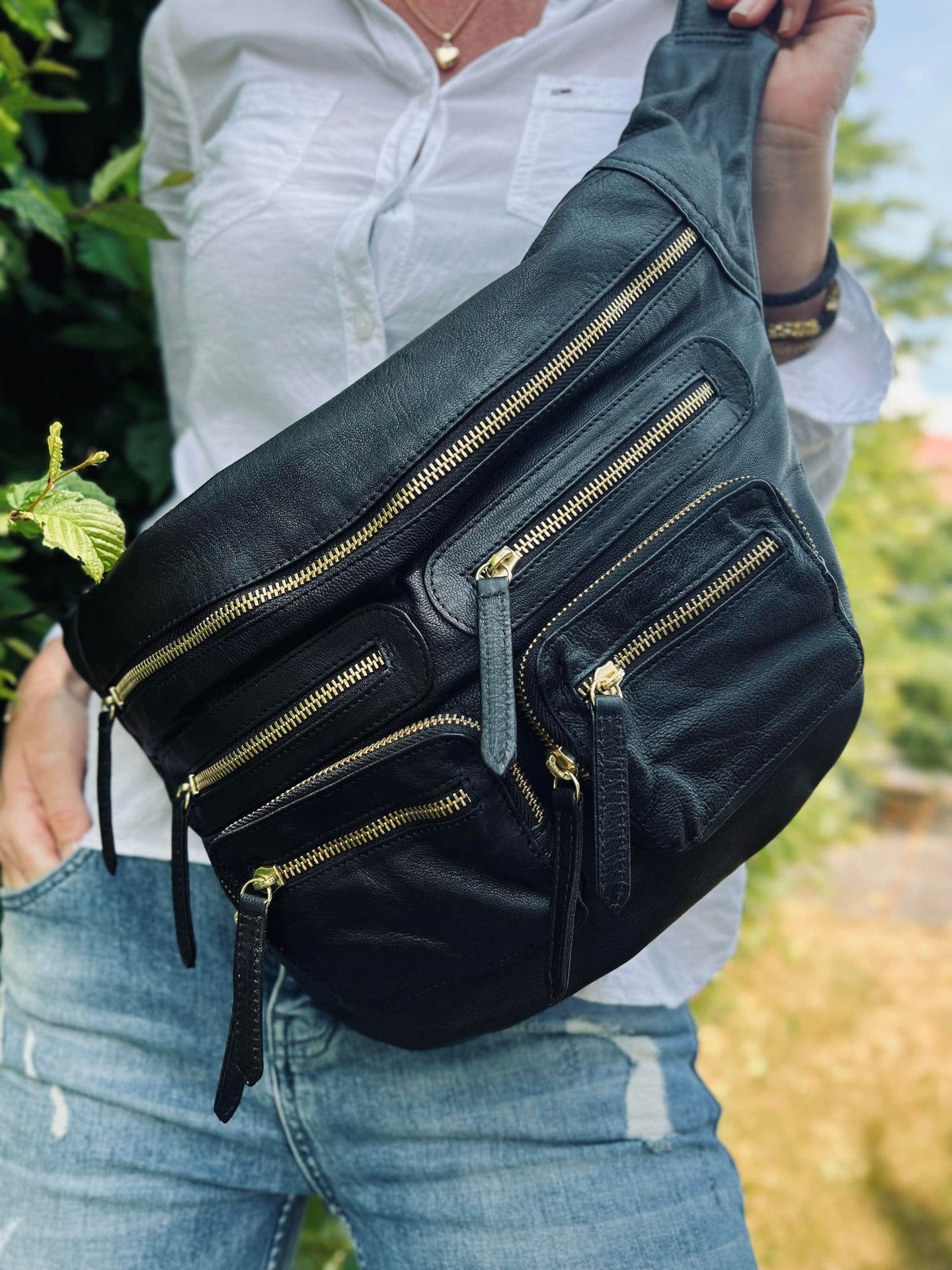 Bumbag XL Raw - Black / gold - VIAMAJA.DK