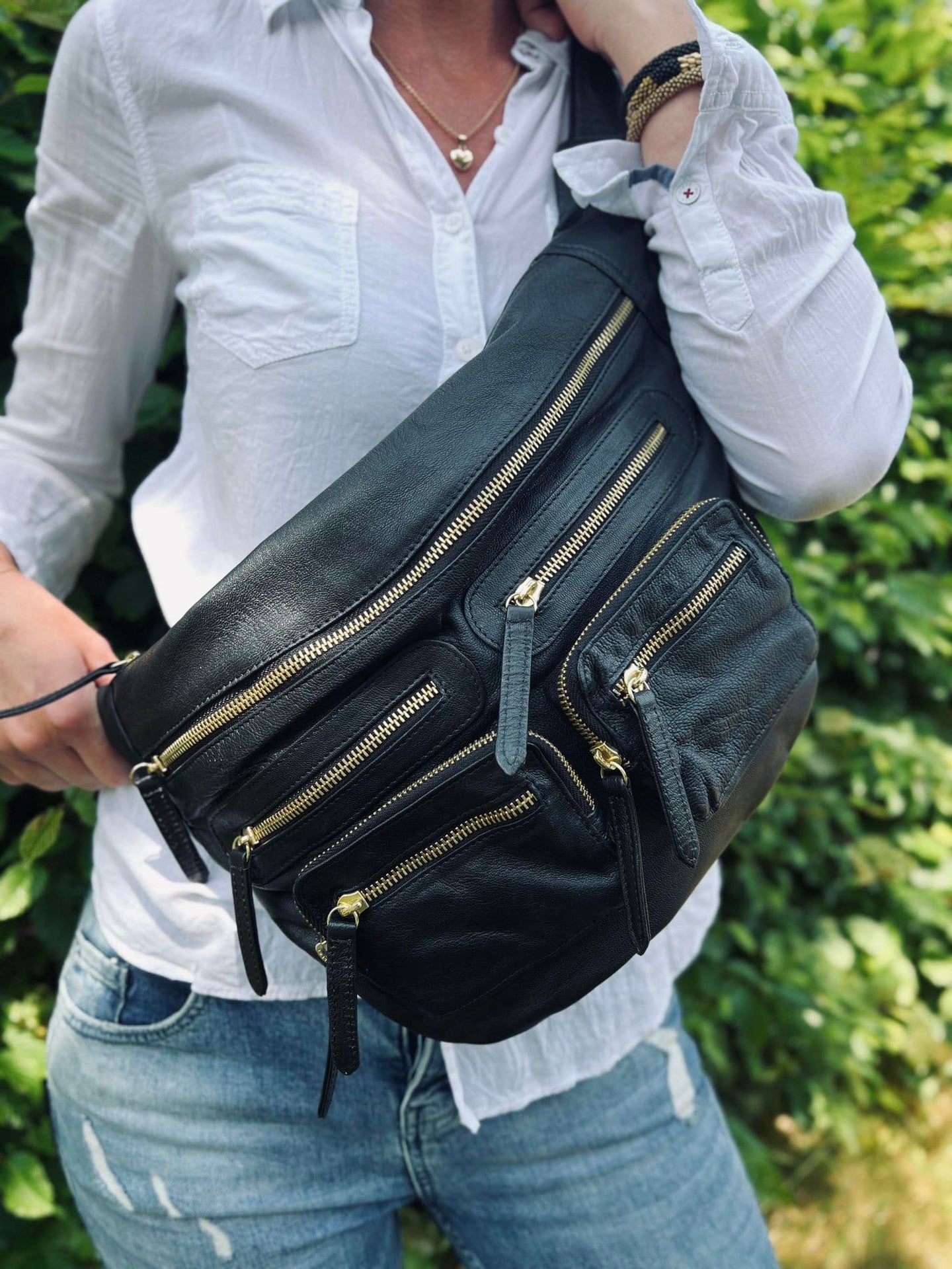 Bumbag XL Raw - Black / gold - VIAMAJA.DK