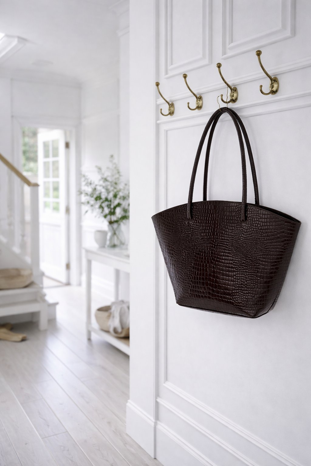 Croco-Shopper aus Leder - Braun