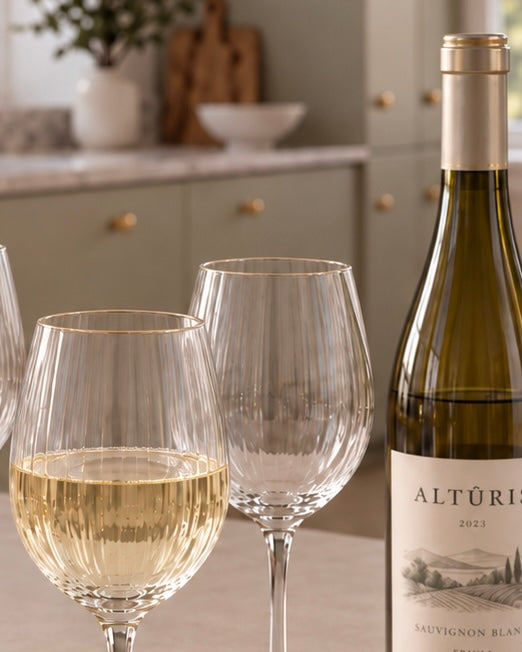 Gerillte Weingläser mit Goldkante - 4 Stk. 350 ml