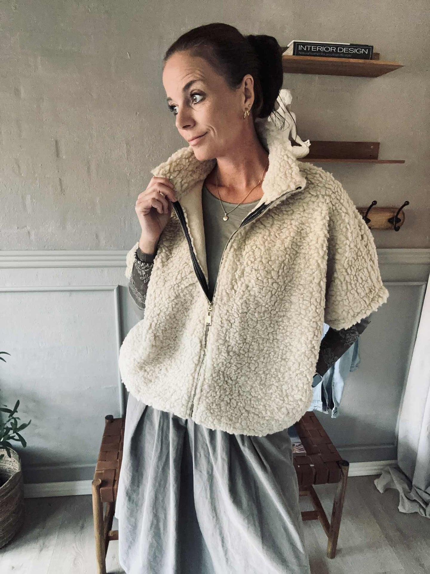 Teddy-Weste Beige