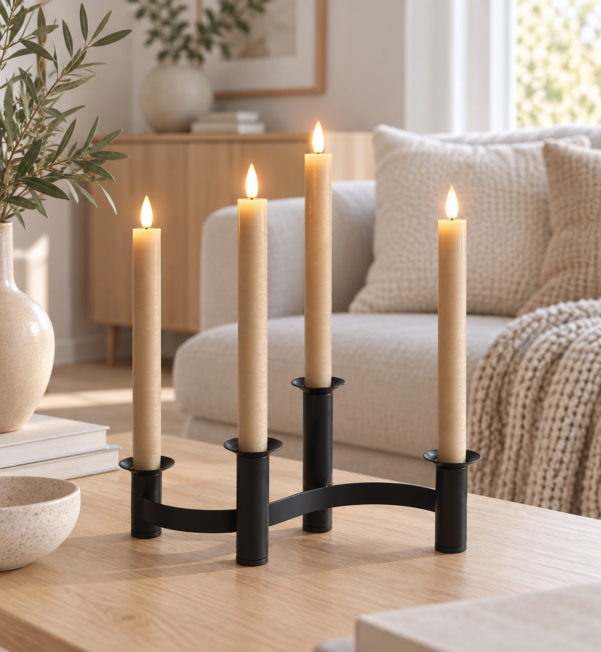 LED Stumpenkerzen 4 Stk. - Sand