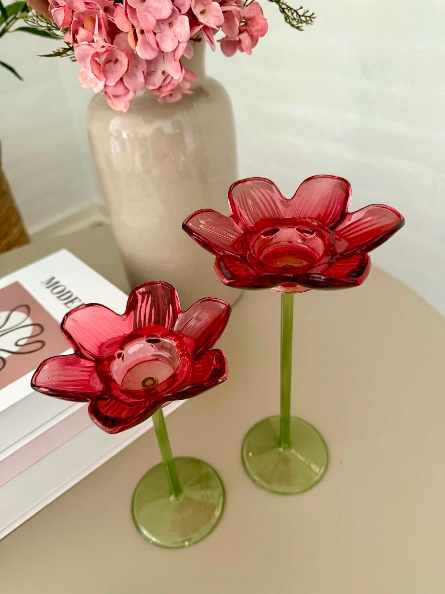 Kerzenhalter Blume - Rot
