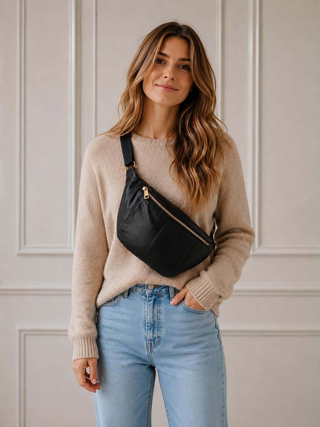 Gürteltasche JUNE - Schwarz / Gold
