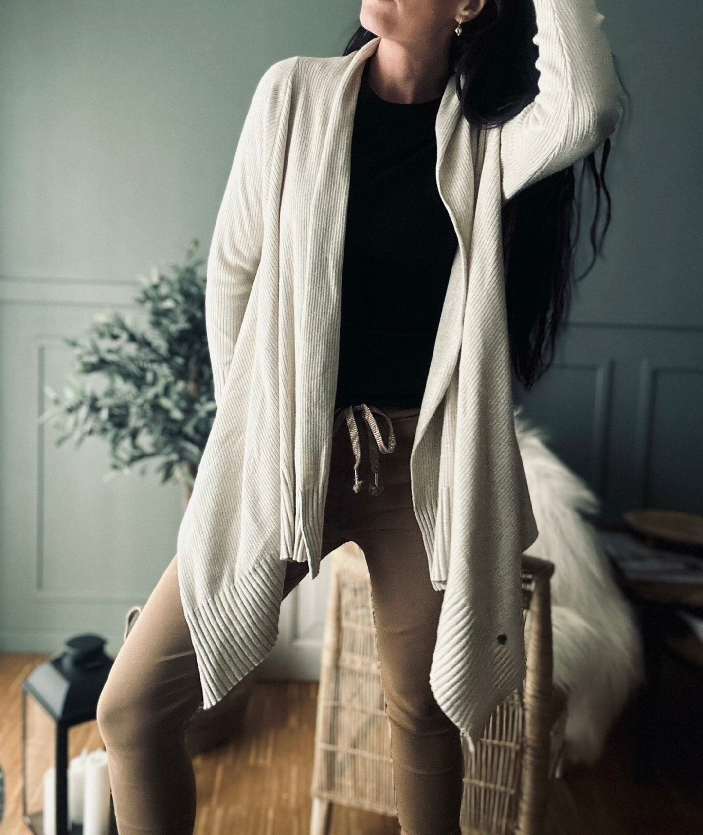 Cardigan Long style – Beige - VIAMAJA.DK