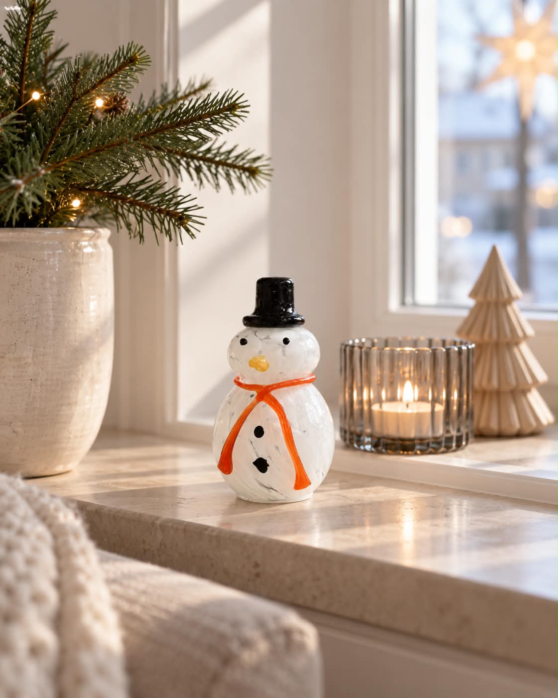 Schneemann mit LED-Licht