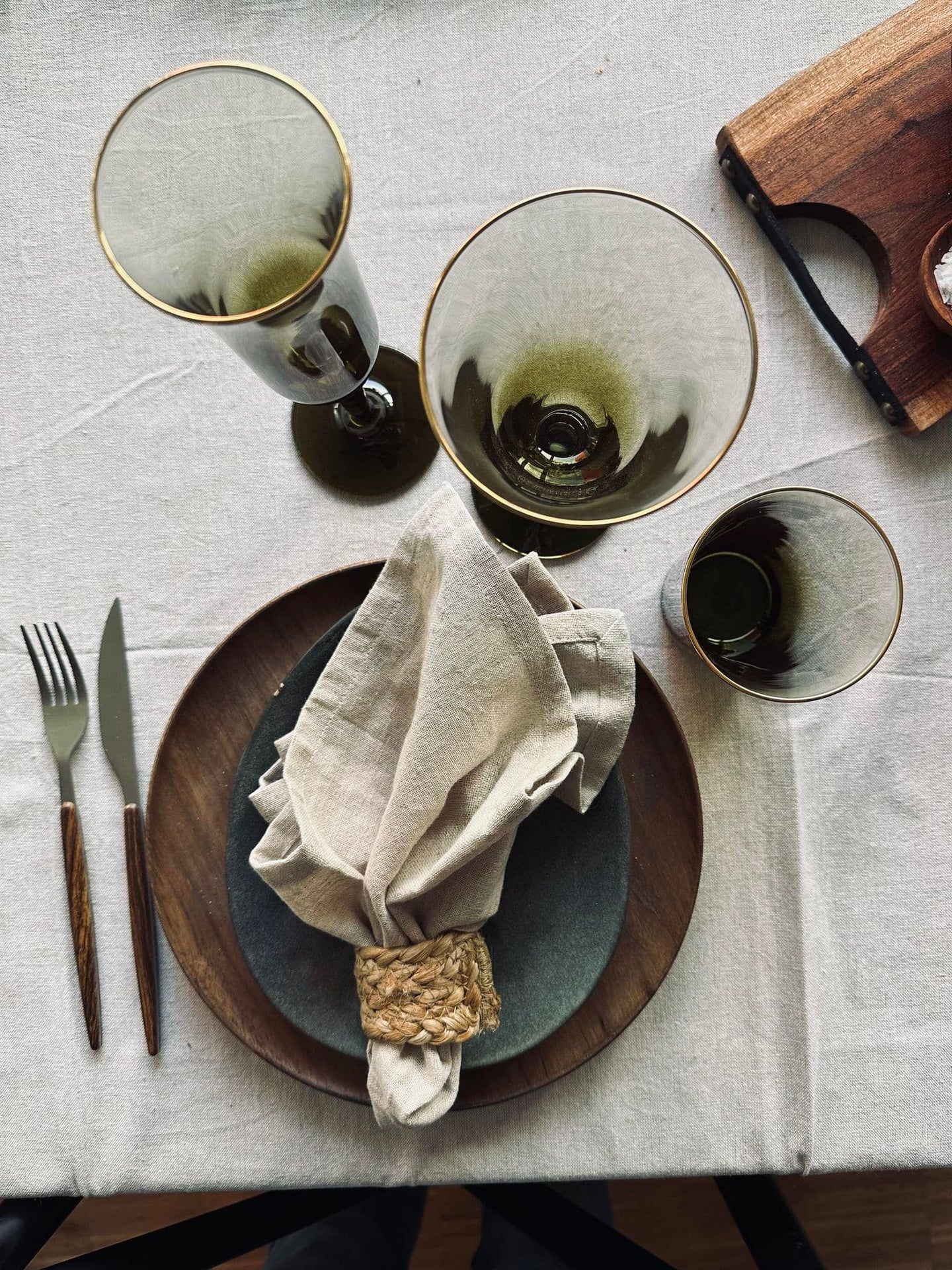 Champagneglas - Grøn med guldkant - VIAMAJA.DK