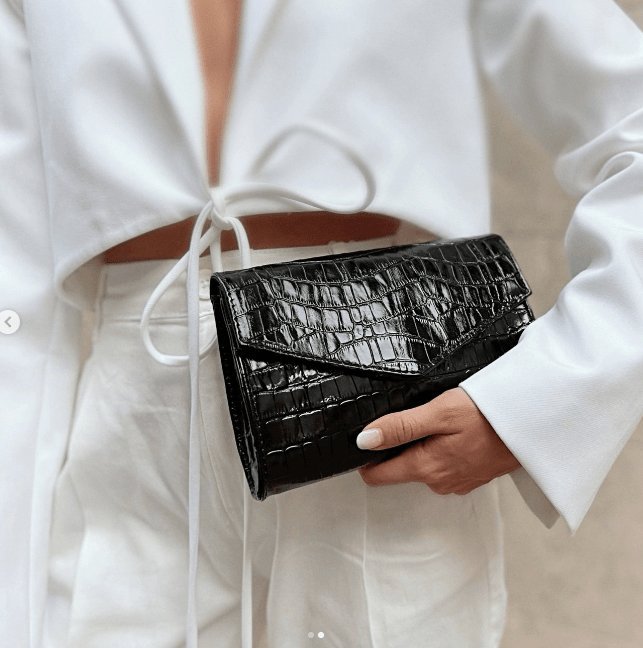 Clutch Croco Black leather - VIAMAJA