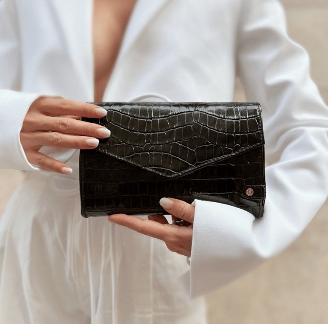 Clutch Croco Black leather - VIAMAJA
