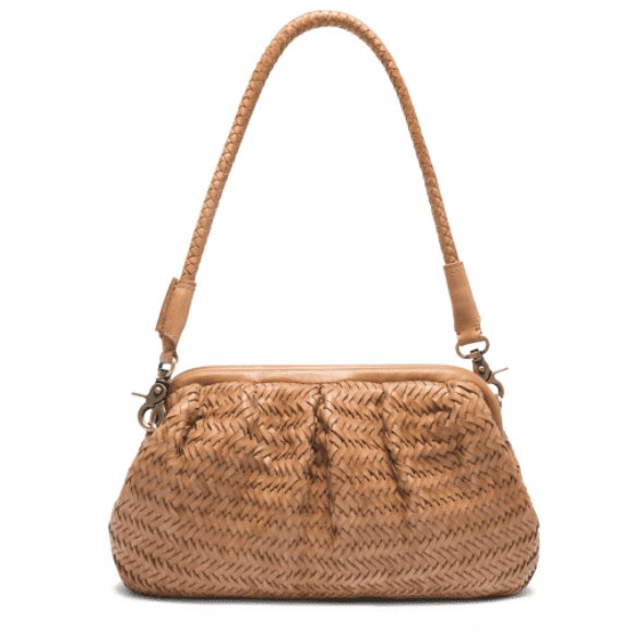 Clutch / lædertaske HELLA flettet mønster – Brun - VIAMAJA