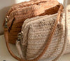 Clutch / Ledertasche VERA geflochtenes Muster - Sand