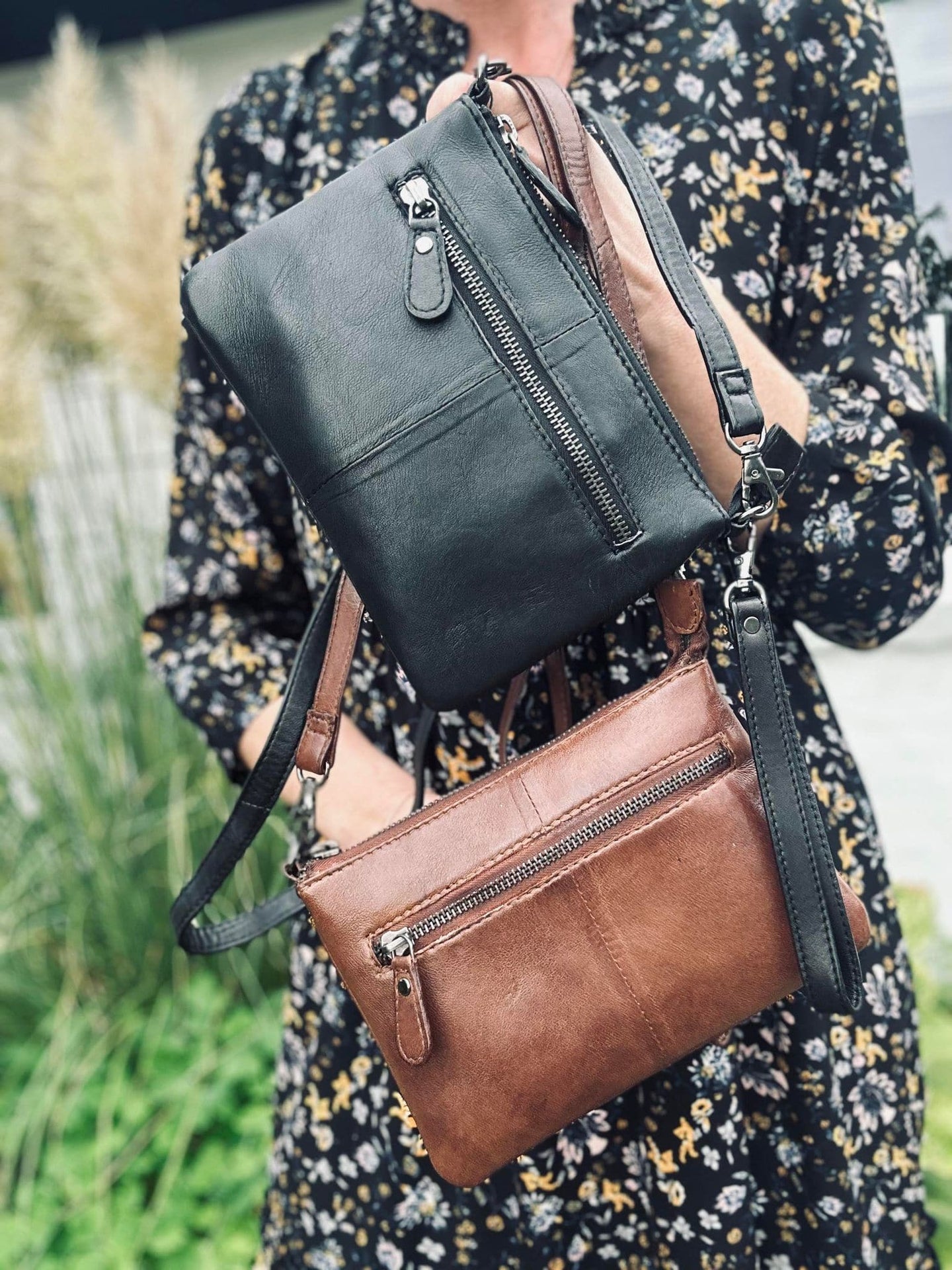 Clutch leather - Dark cognac - VIAMAJA.DK
