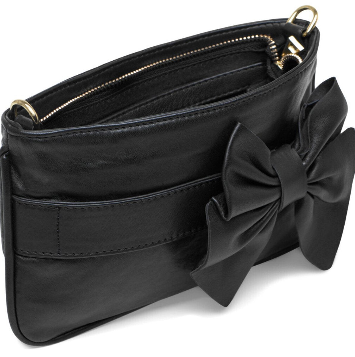 Clutch med sløjfe – Black leather - VIAMAJA.DK