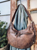 Coole Leder-Schultertasche im Vintage-Look - Braun