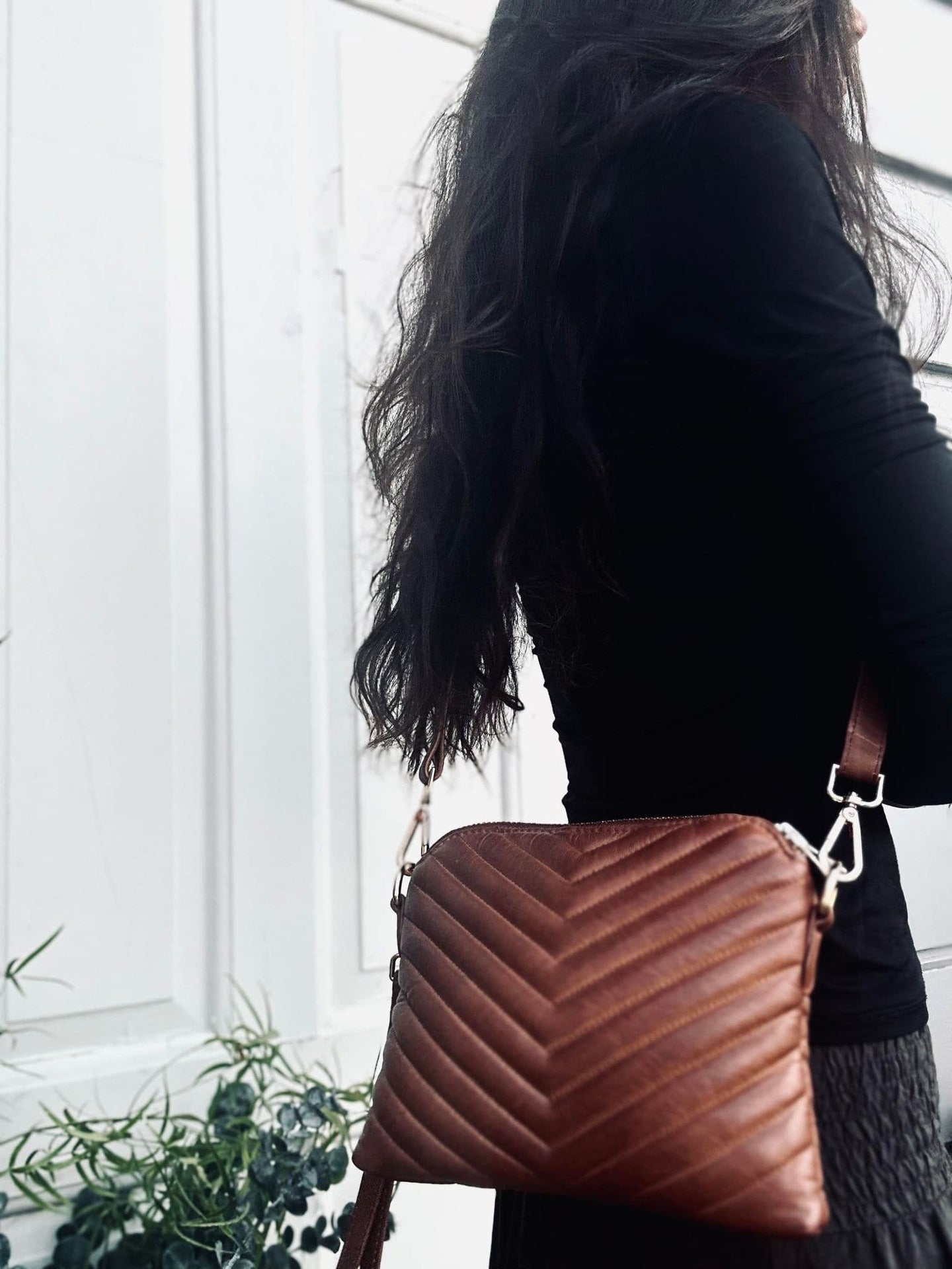 Crossbody clutch ALICE - Cognac Quilt - VIAMAJA.DK