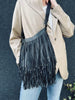 Crossbody COW BLACK - mit Fransen