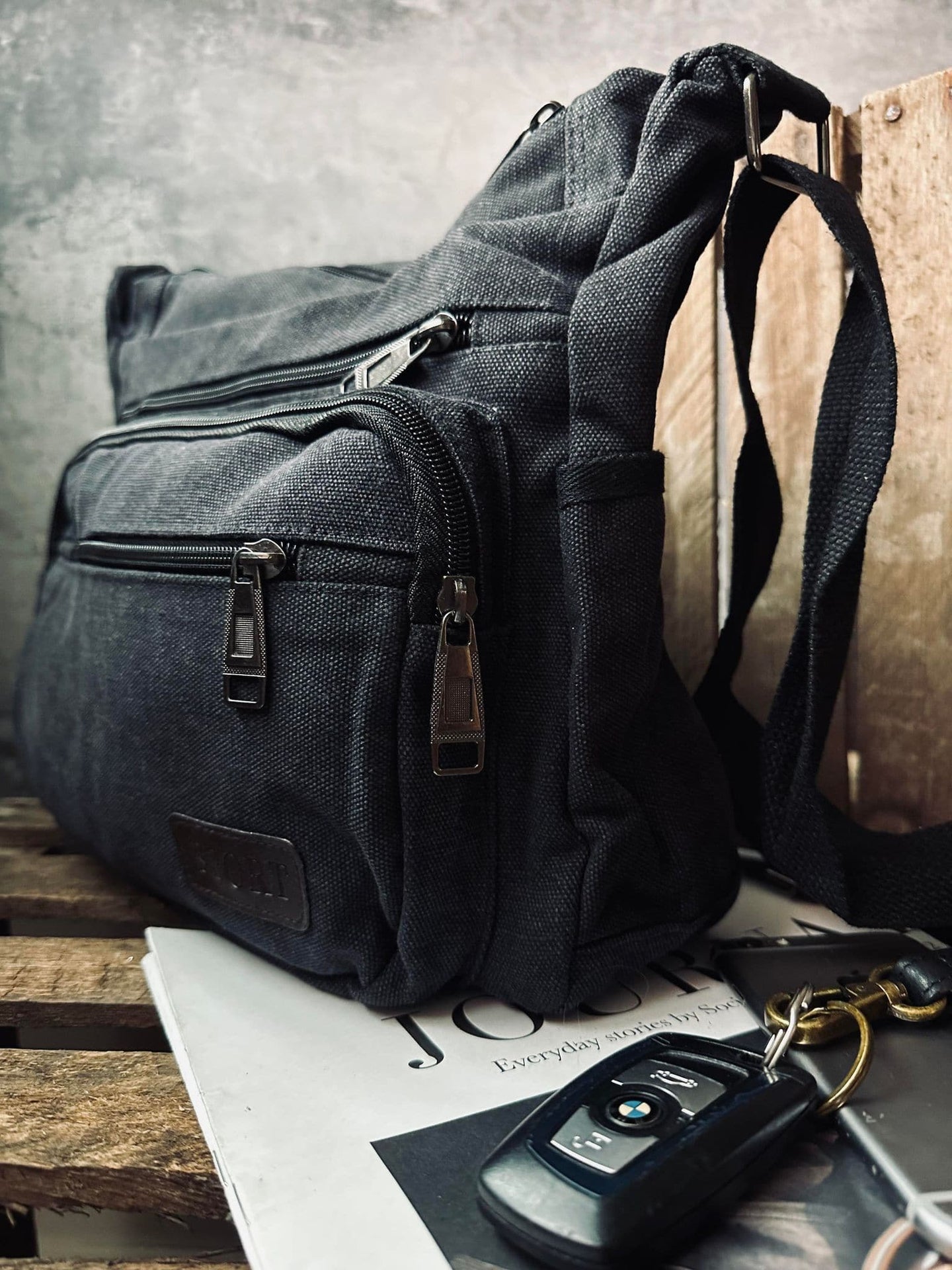 Crossbody Kanvas Sort unisex - VIAMAJA.DK
