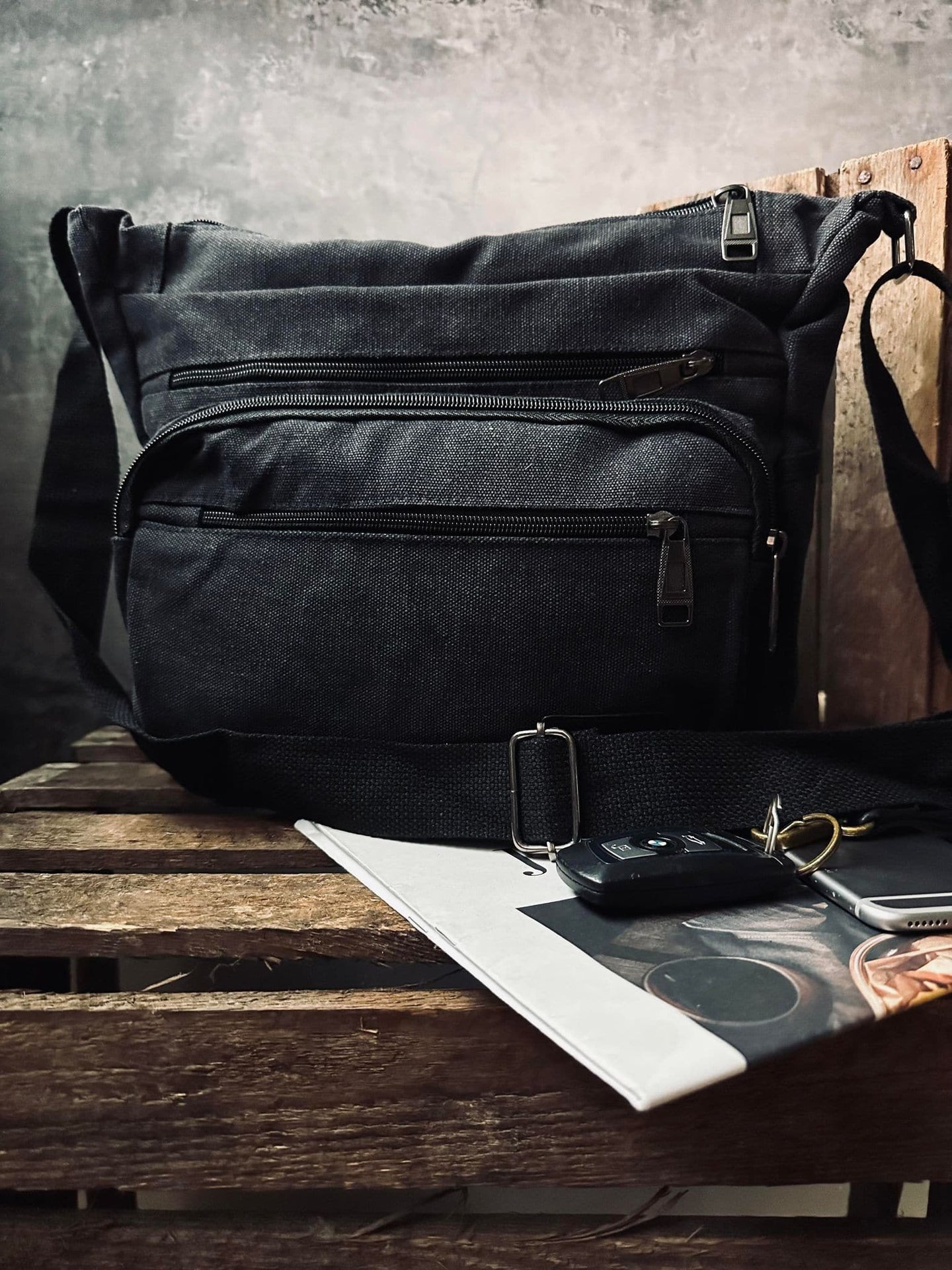 Crossbody Kanvas Sort unisex - VIAMAJA.DK