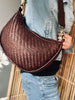 Crossover-/Schultertasche XENIA - Brandy geflochten