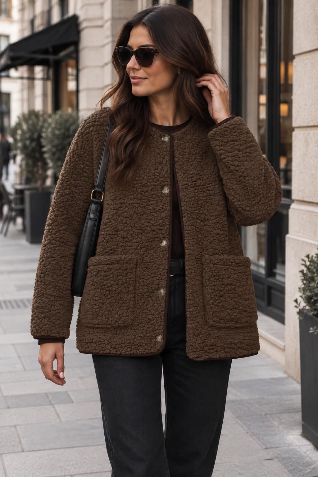 Jacke Lucile Brown Teddy