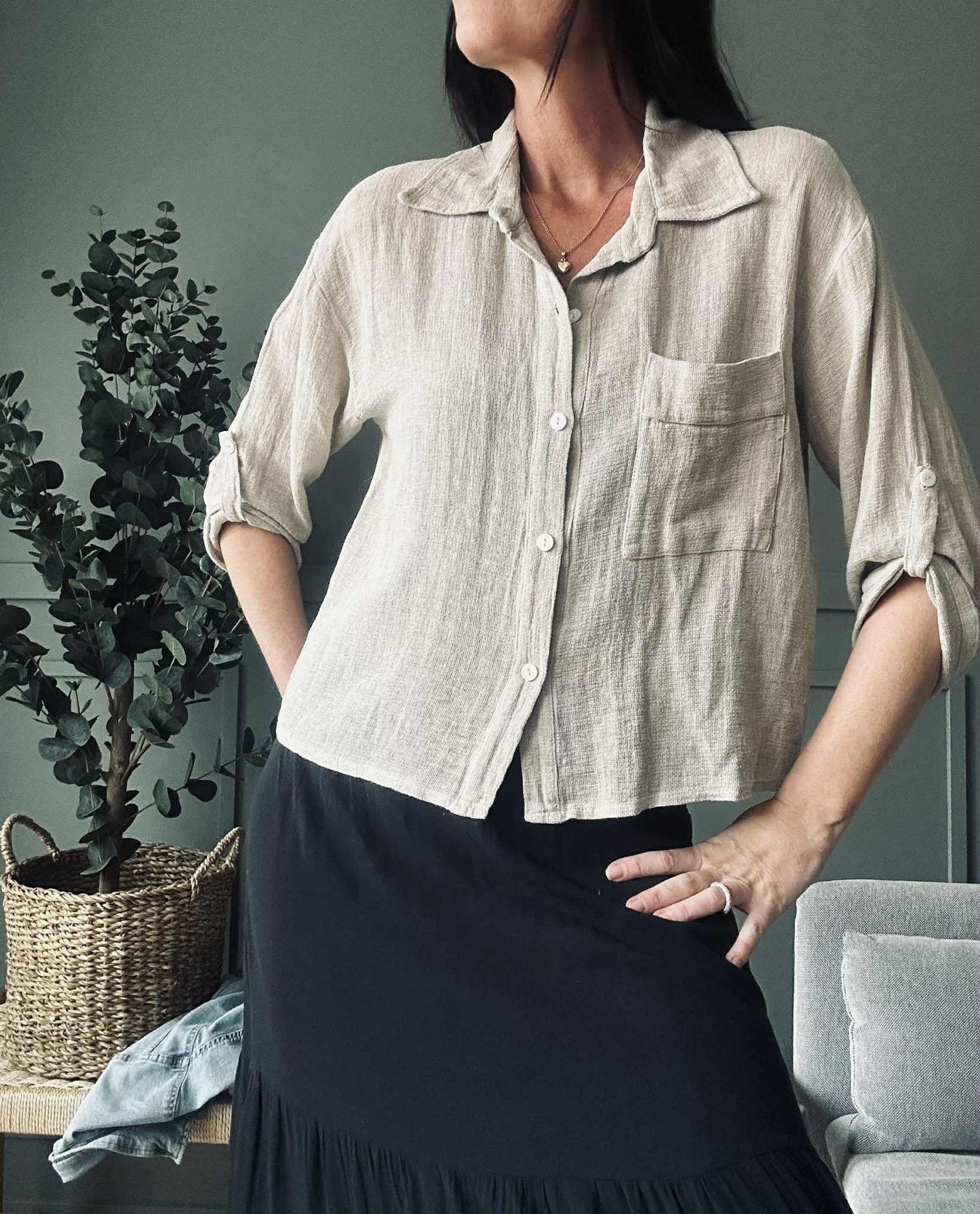 Bluse Milla - Leinenmix beige