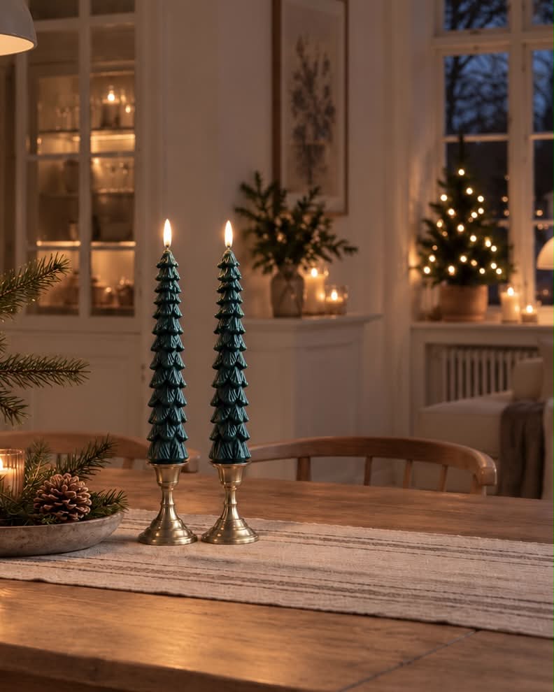 LED-Stumpenkerzen 2 Stk. - Tannenbaum