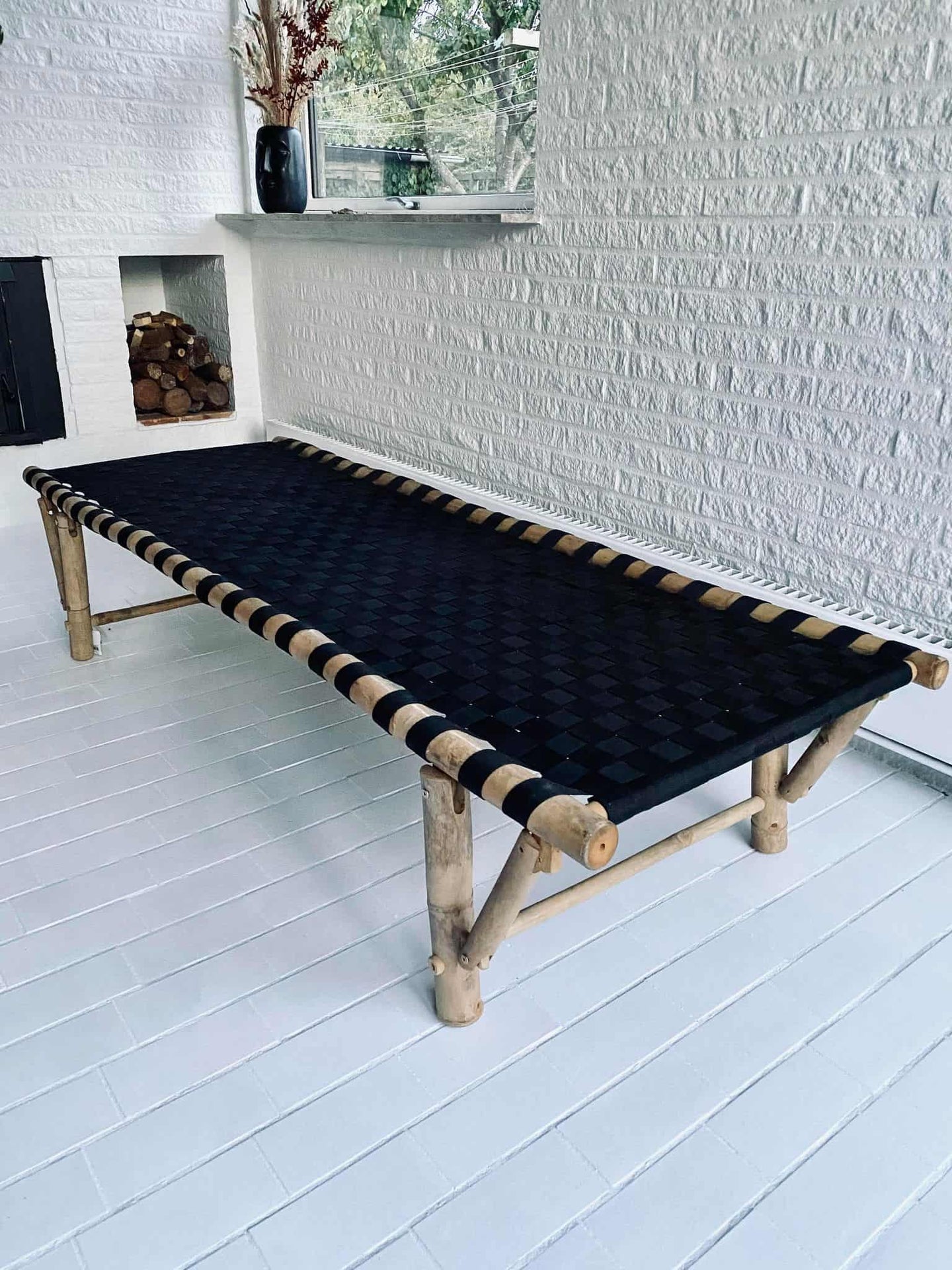 Daybed i bambus - Sort sæde - VIAMAJA.DK