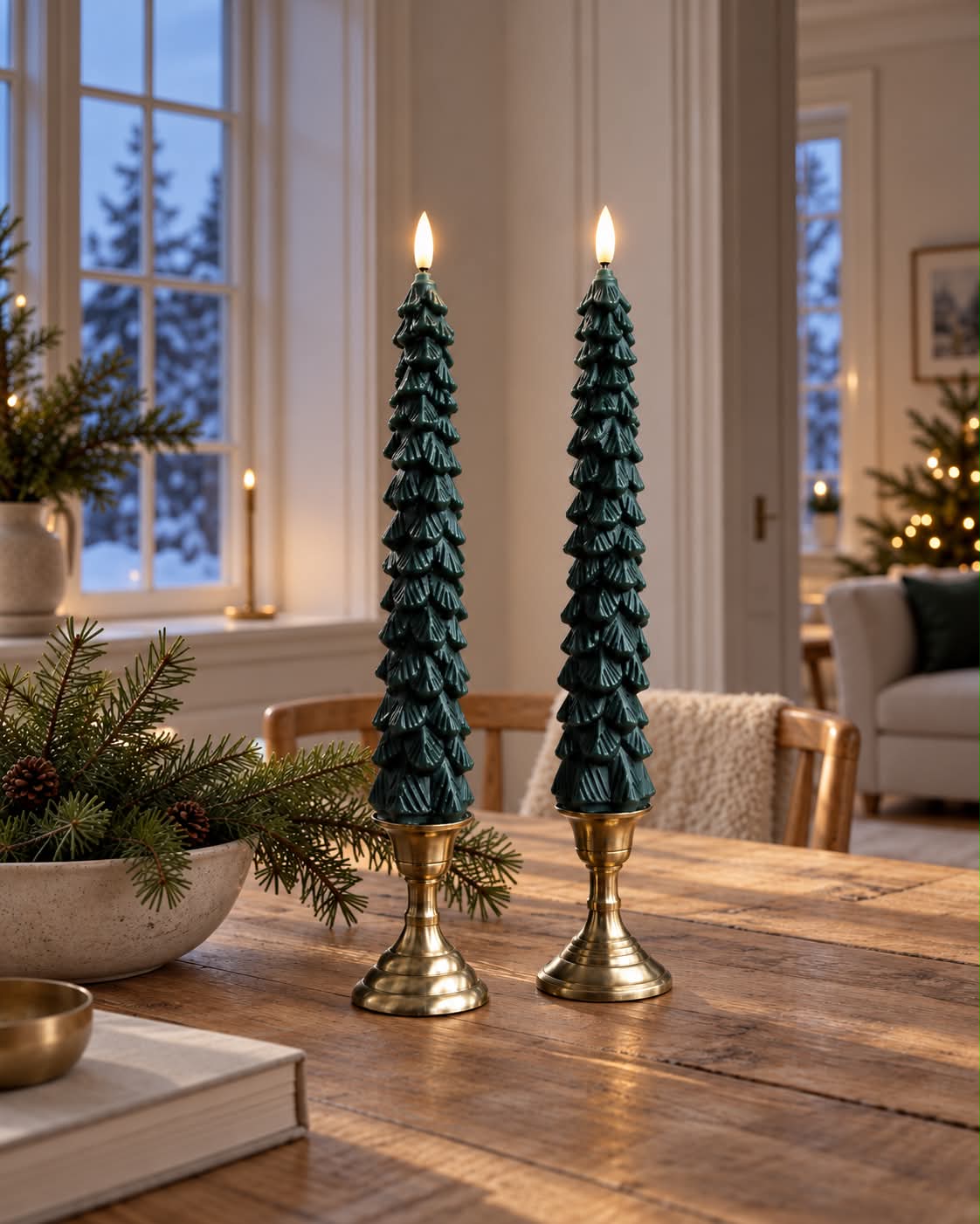 LED-Stumpenkerzen 2 Stk. - Tannenbaum
