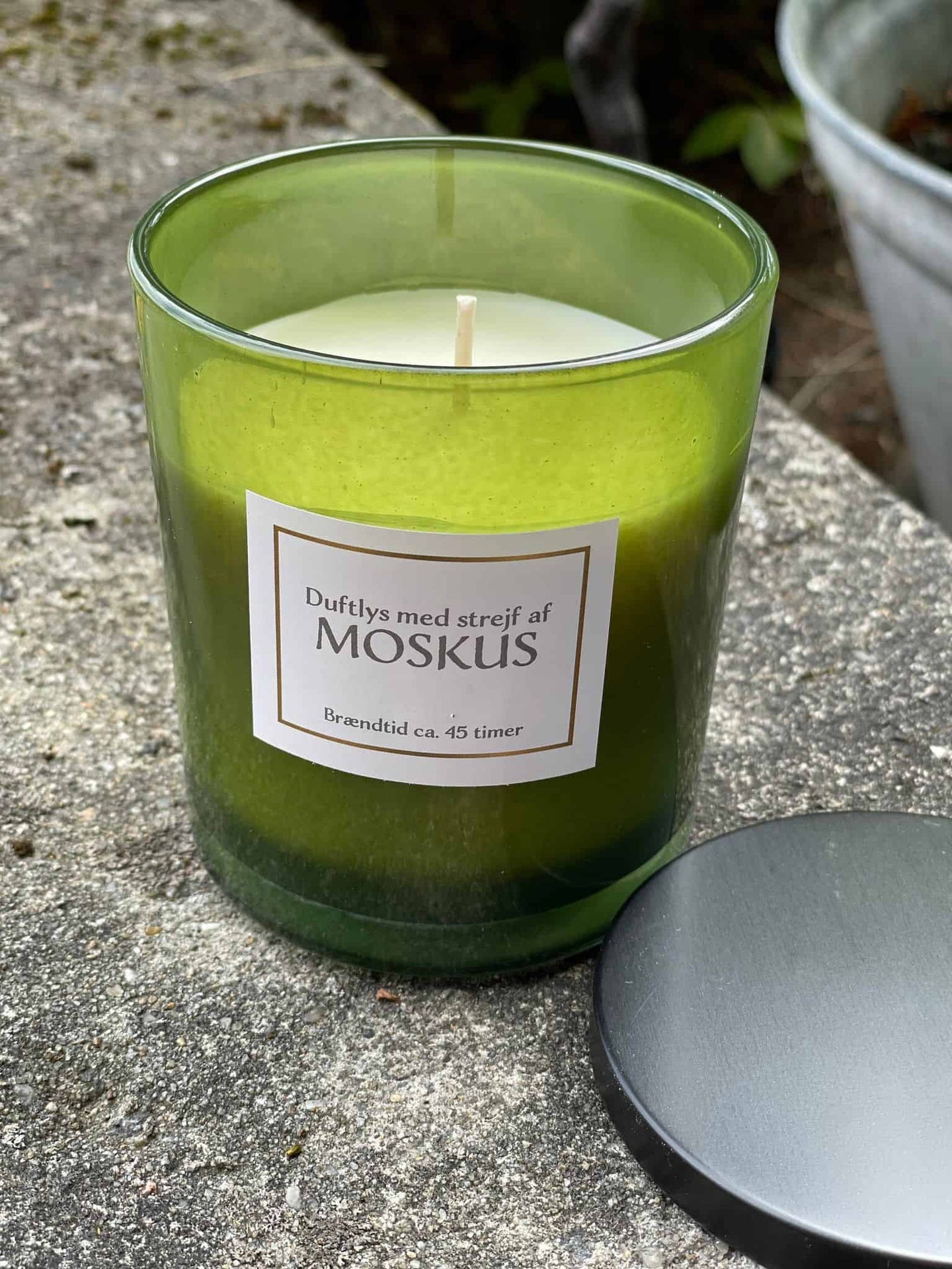 Duftelys - Moskus 45timer - Oliven farvet - VIAMAJA.DK