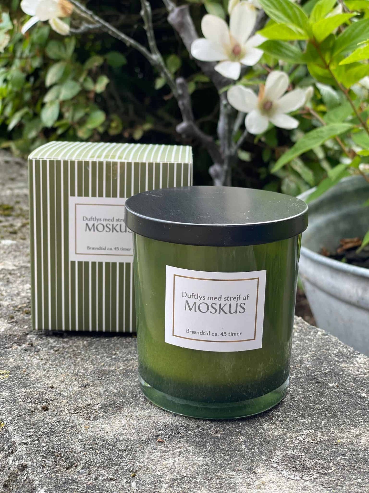 Duftelys - Moskus 45timer - Oliven farvet - VIAMAJA.DK