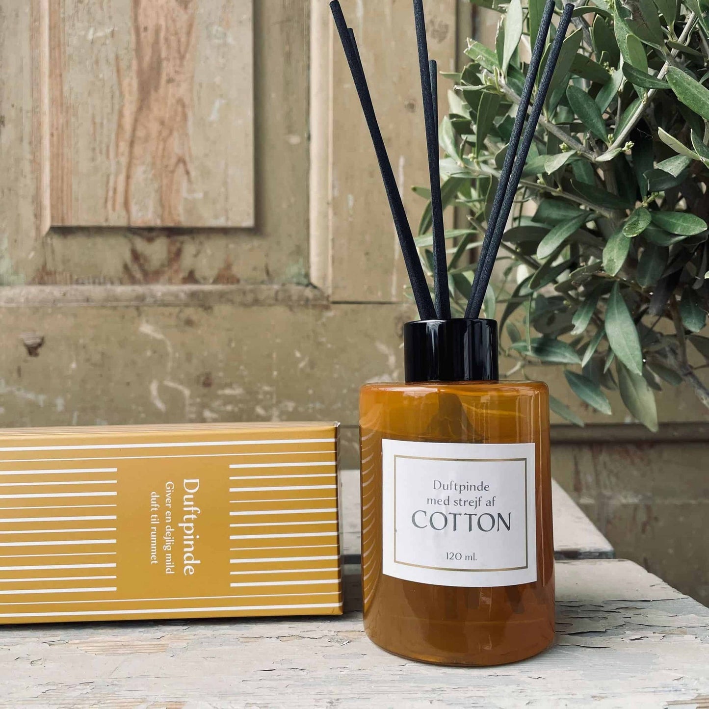 Duftepinde Gul flaske - Cotton 120ml - VIAMAJA.DK